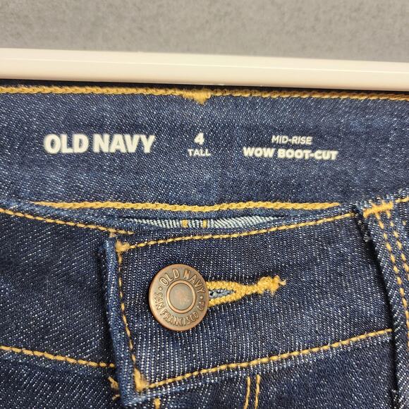 Old Navy Jeans Womens 4 Tall Blue Mid Rise Wow Boot Cut Stretch Denim Classic - Picture 3 of 9